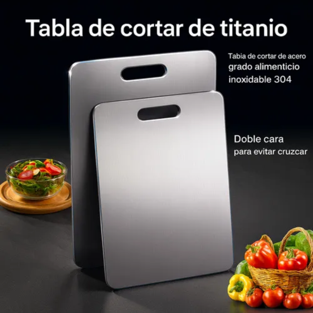 Set 3 Tablas Picar Acero Inoxidable 304 Antibacterial Cocina Carnes