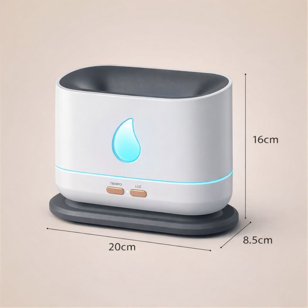 Humidificador Difusor Aromas Efecto Llama A10 Aceites Esenciales LED
