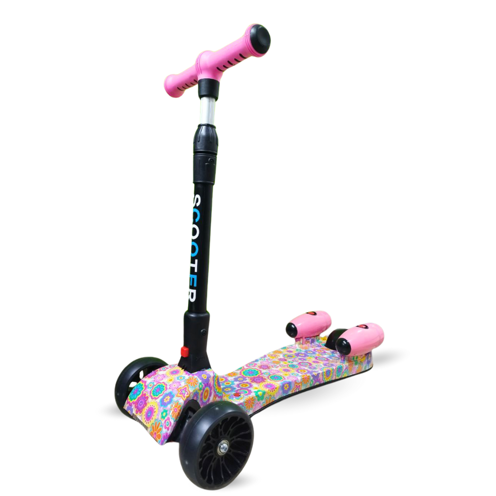 Scooter Niños Humo Niebla Bluetooth Música Luces LED 3 Ruedas Plegable