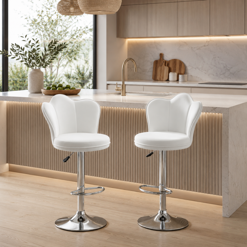 Silla Bar Alta Giratoria Terciopelo Base Dorada Butaco Isla Cocina