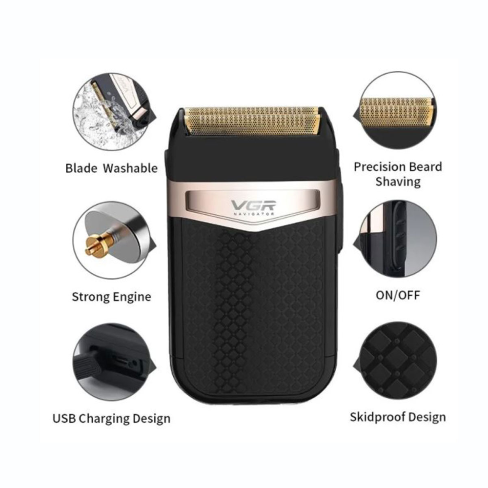 Afeitadora Eléctrica Recargable VGR V-331 USB Doble Cabezal IPX7