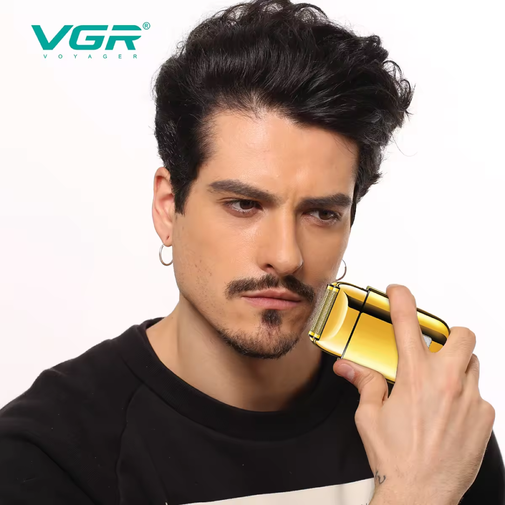 Afeitadora Eléctrica VGR V-398 Recargable USB Metálica Doble Cuchilla