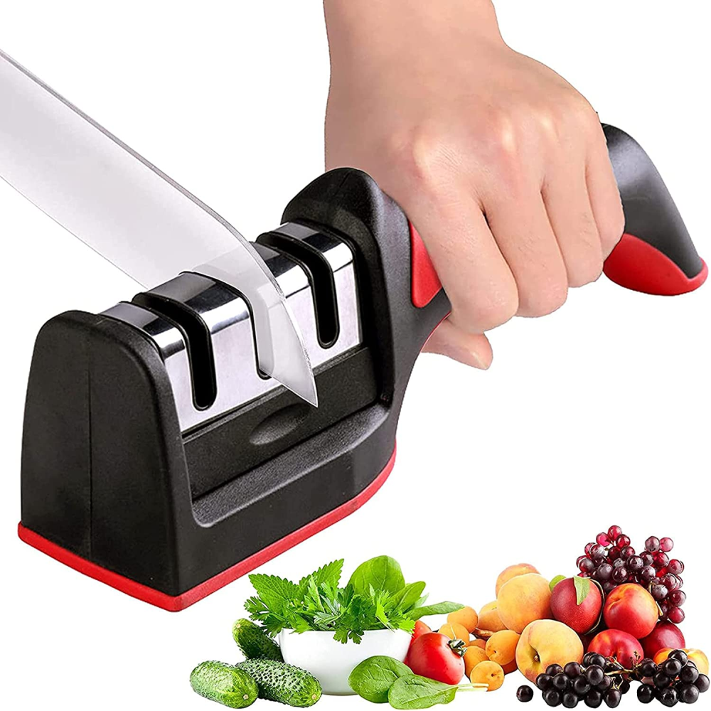 Afilador Cuchillos Profesional 3 Ranuras Diamante Tungsteno Ergonómico
