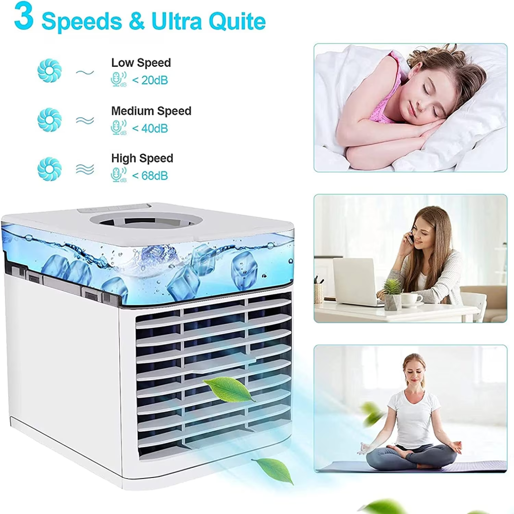 Enfriador Aire Portátil Ultra Air Cooler 7 Luces LED USB Humidificador