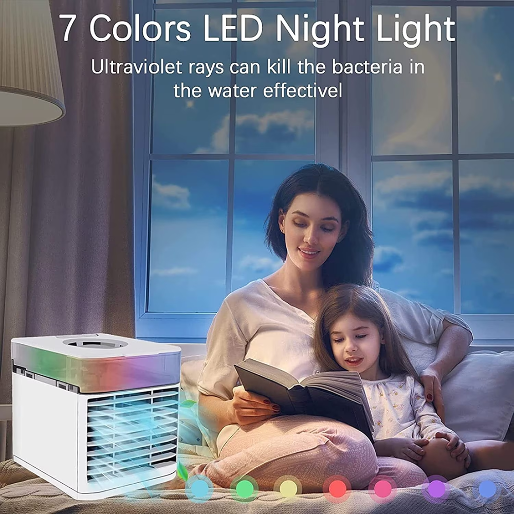 Enfriador Aire Portátil Ultra Air Cooler 7 Luces LED USB Humidificador