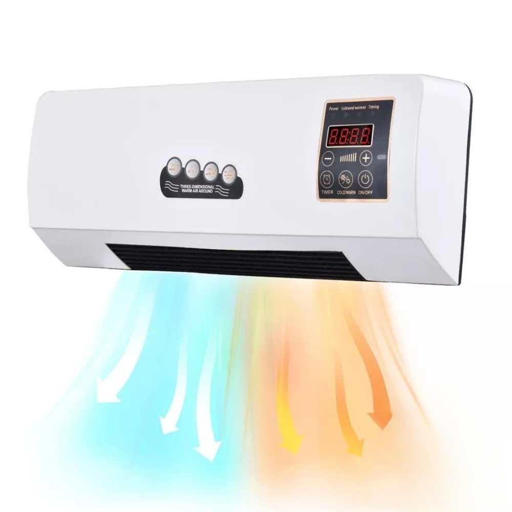 Calefactor Ventilador Pared Frío Calor Control Remoto Temporizador
