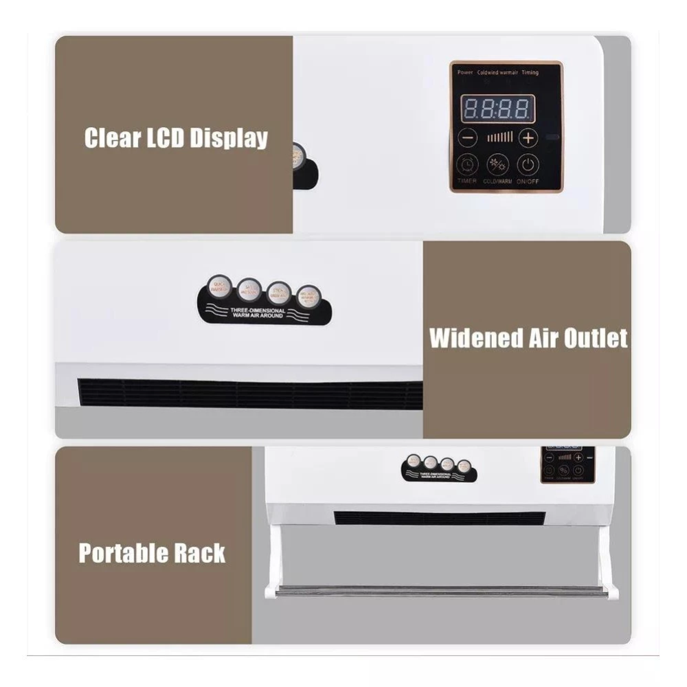 Calefactor Ventilador Pared Frío Calor Control Remoto Temporizador