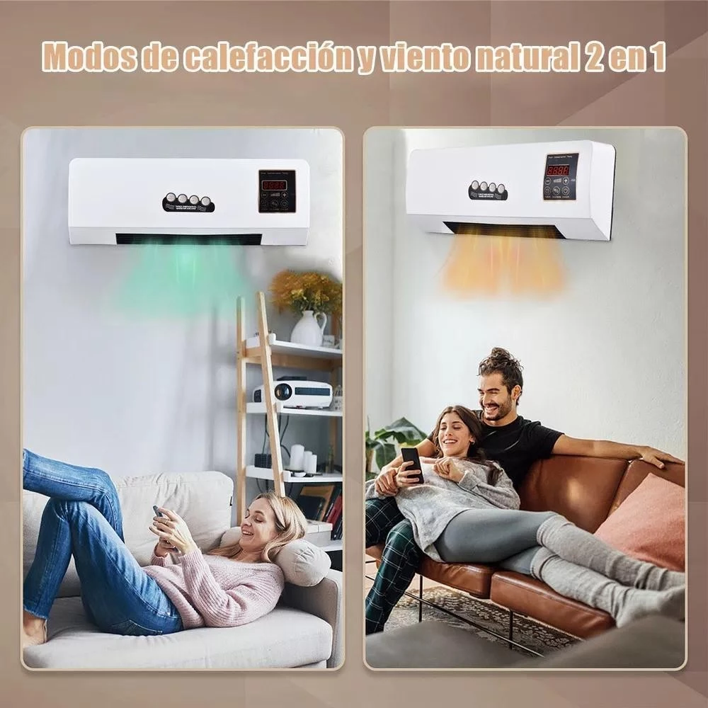 Calefactor Ventilador Pared Frío Calor Control Remoto Temporizador