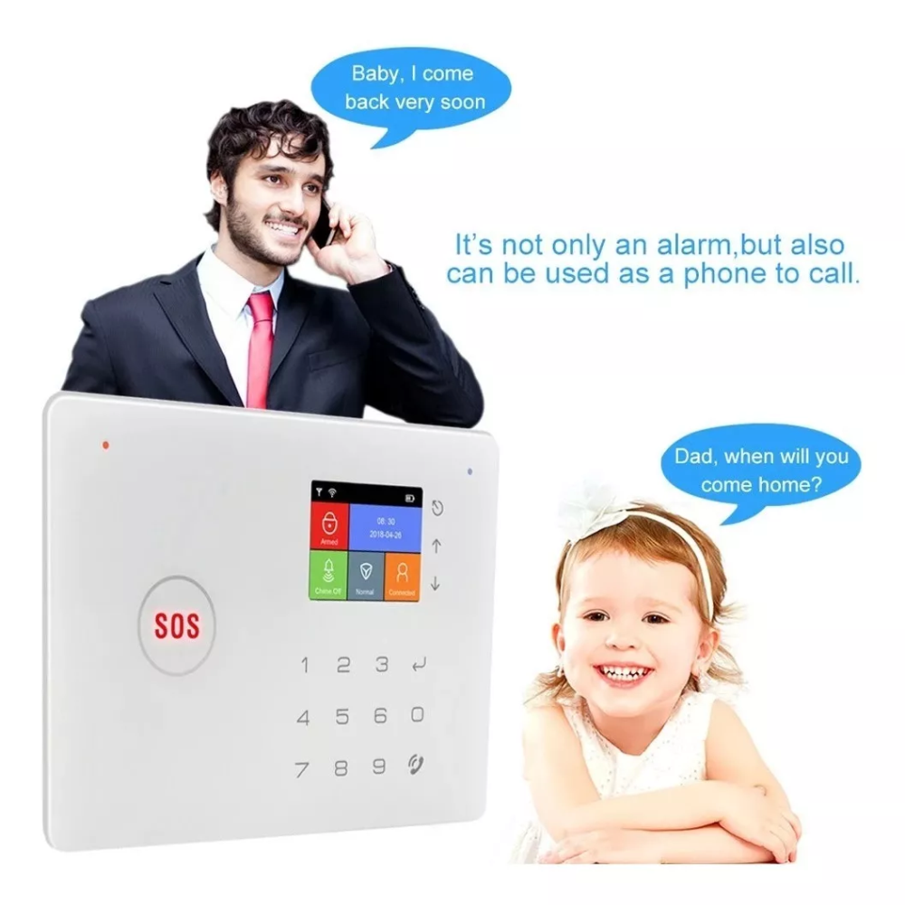 Alarma WiFi GSM Inteligente Pantalla TFT Sensores Hogar App Sirena