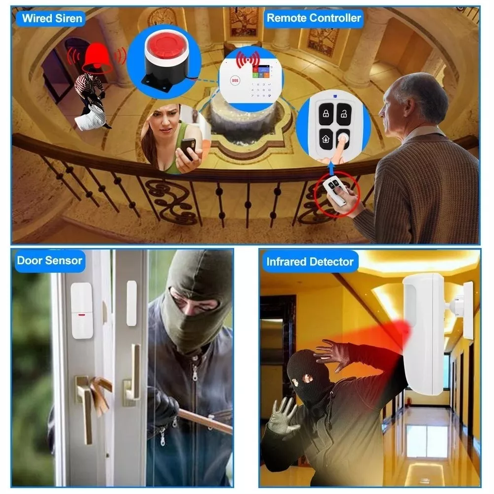 Alarma WiFi GSM Inteligente Pantalla TFT Sensores Hogar App Sirena