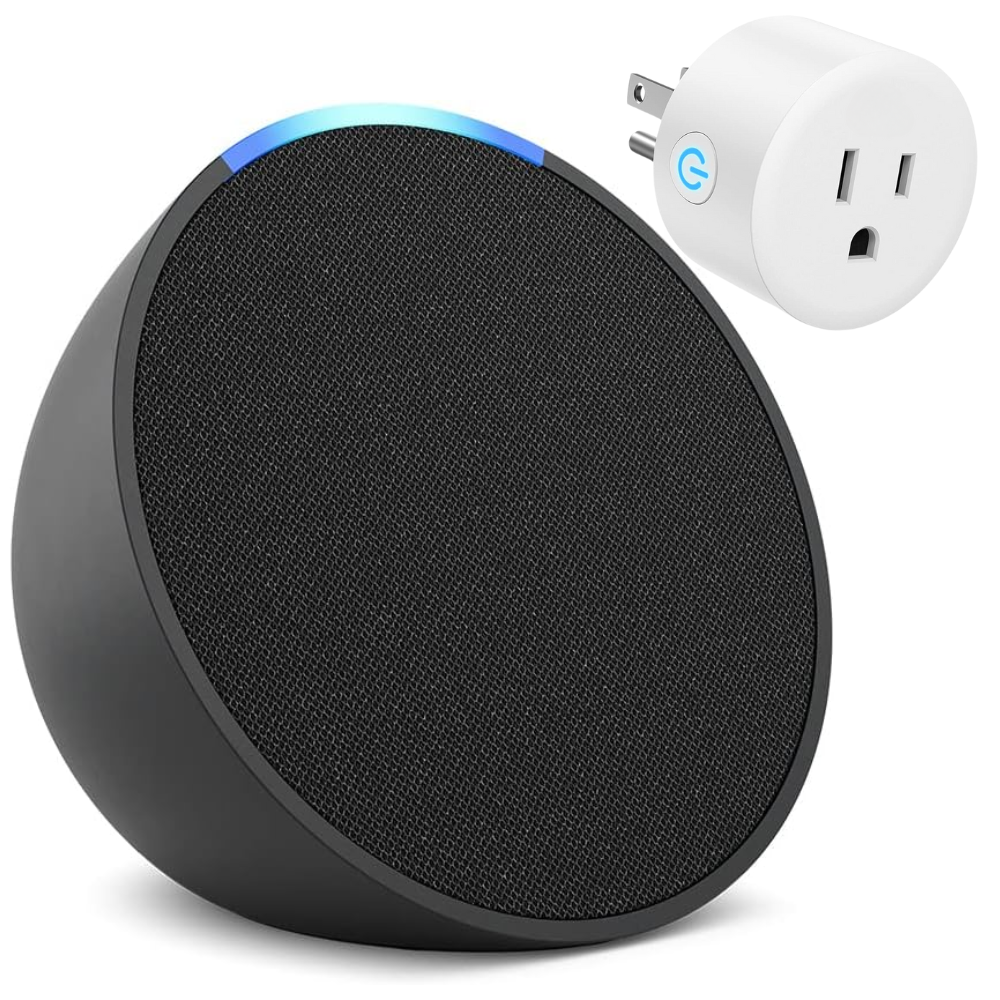 Combo Casa Inteligente Alexa Echo Pop Bombillo Interruptor 2 Enchufes