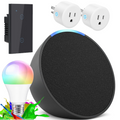 Combo Casa Inteligente Alexa Echo Pop Bombillo Interruptor 2 Enchufes