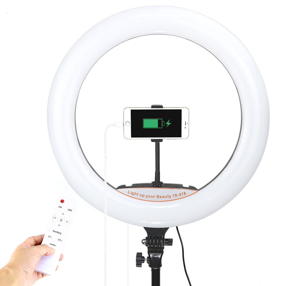 Aro Luz LED RGB 45cm Trípode Soporte Celular 10 Colores Regulable USB