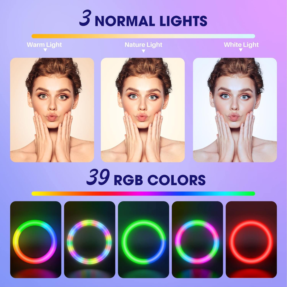 Aro Luz LED RGB 36cm Profesional Trípode Control Remoto Celular