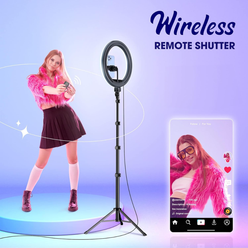 Aro Luz LED RGB 36cm Profesional Trípode Control Remoto Celular