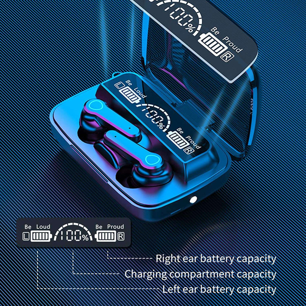 Audífonos Bluetooth 5.2 Inalámbricos M19 Power Bank Pantalla Digital