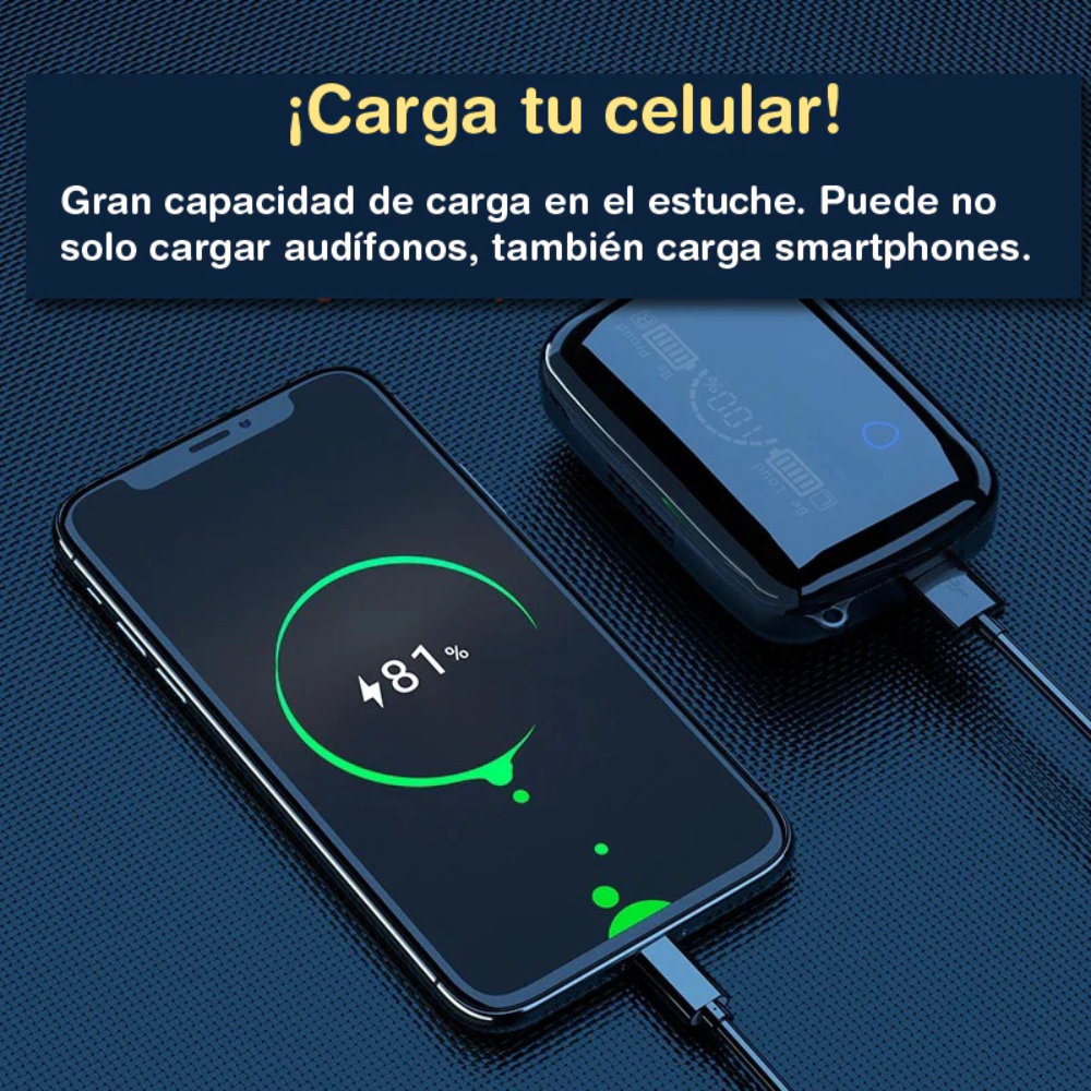 Audífonos Bluetooth 5.2 Inalámbricos M19 Power Bank Pantalla Digital