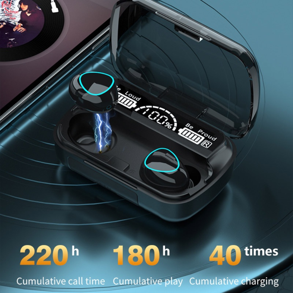 Audífonos Bluetooth 5.1 Inalámbricos M10 Power Bank LED Táctil
