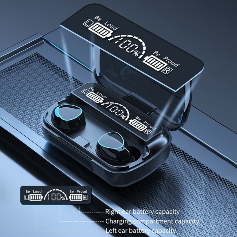 Audífonos Bluetooth 5.1 Inalámbricos M10 Power Bank LED Táctil