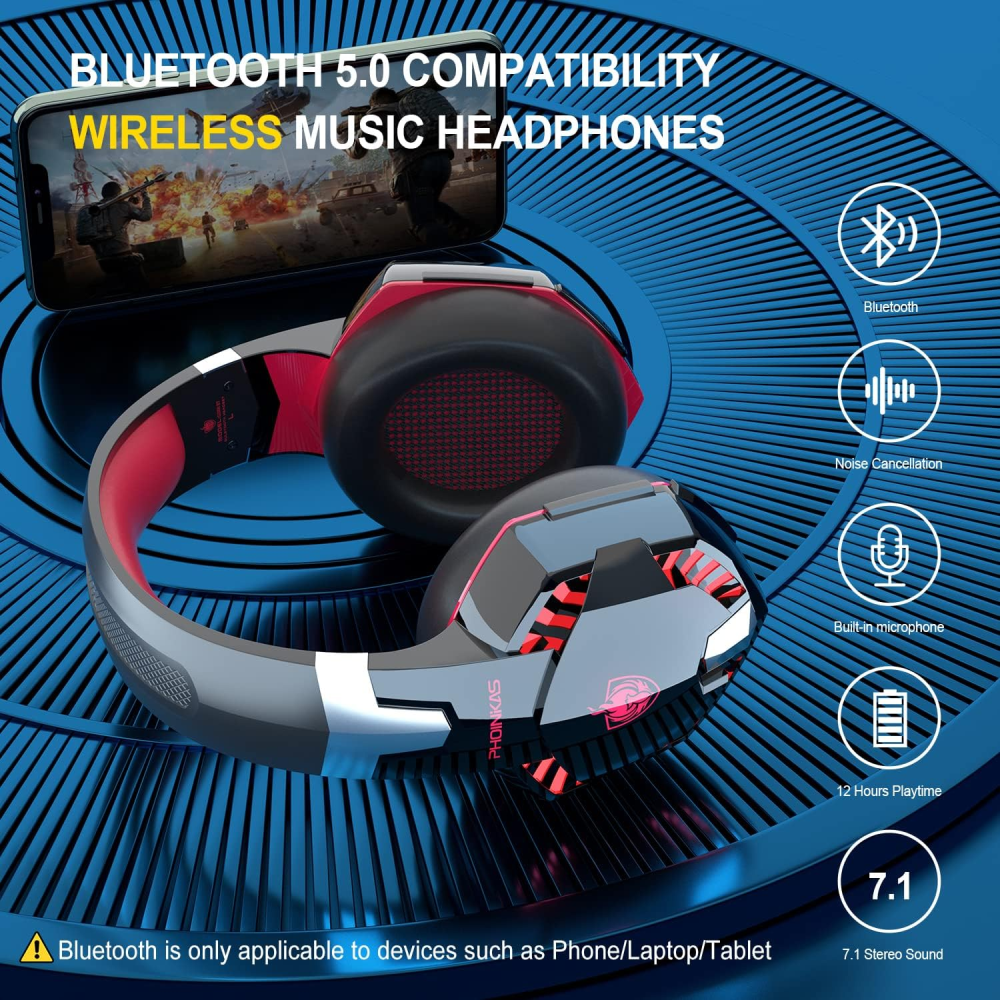 Audífonos Gamer Bluetooth Inalámbricos G2000 Pro Micrófono LED 7.1