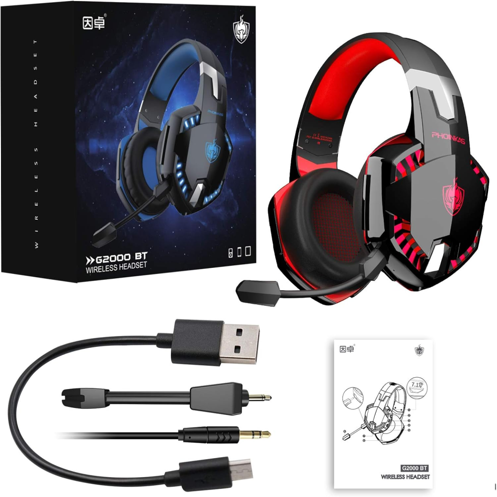 Audífonos Gamer Bluetooth Inalámbricos G2000 Pro Micrófono LED 7.1