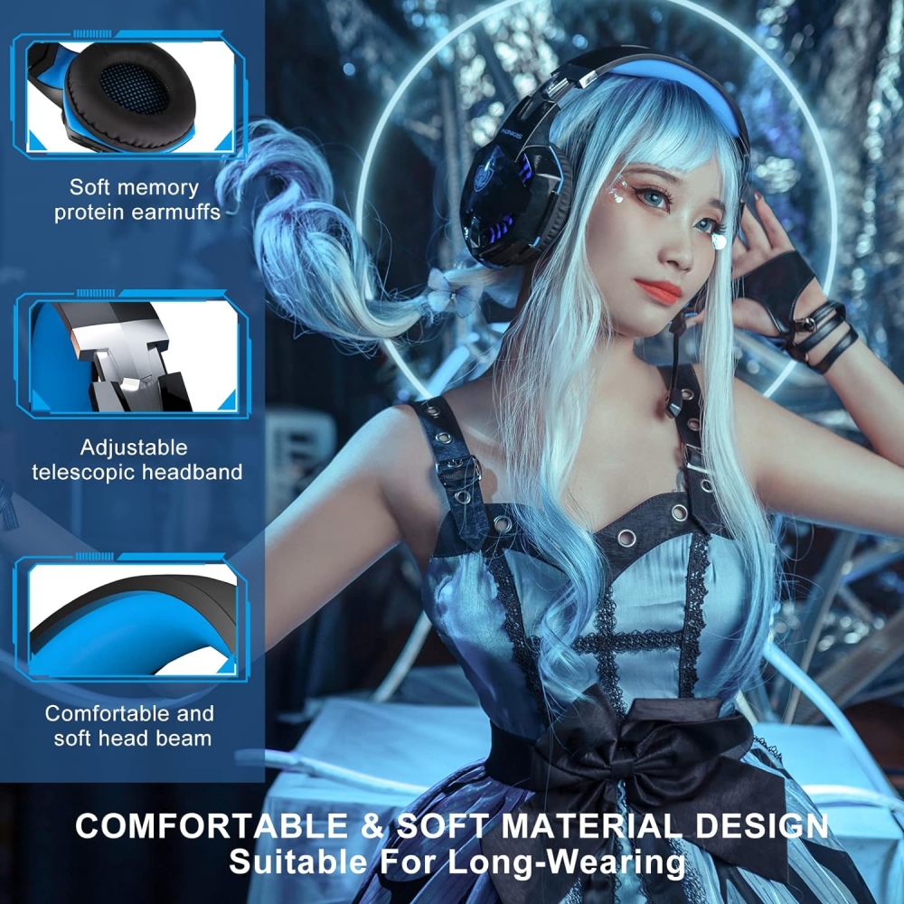 Audífonos Gamer Bluetooth Inalámbricos G2000 Pro Micrófono LED 7.1