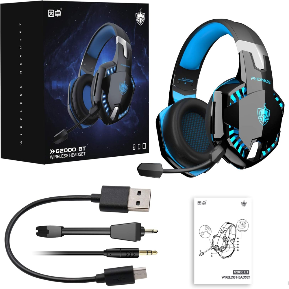 Audífonos Gamer Bluetooth Inalámbricos G2000 Pro Micrófono LED 7.1