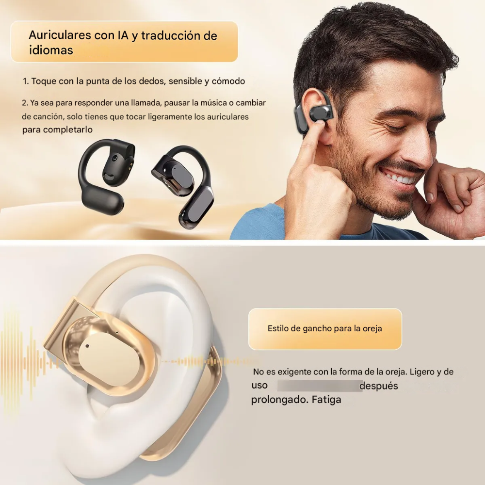 Audífonos Traductores Tiempo Real 144 Idiomas Bluetooth Música 3x1