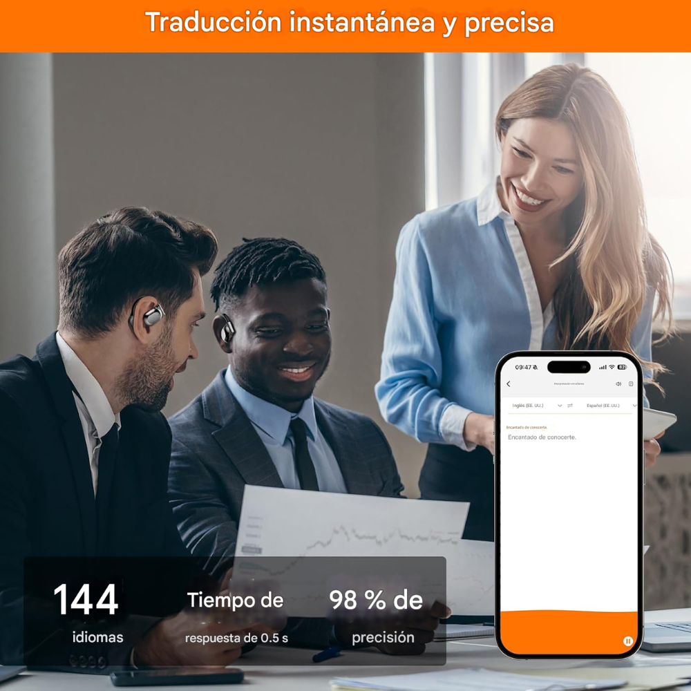 Audífonos Traductores Tiempo Real 144 Idiomas Bluetooth Música 3x1