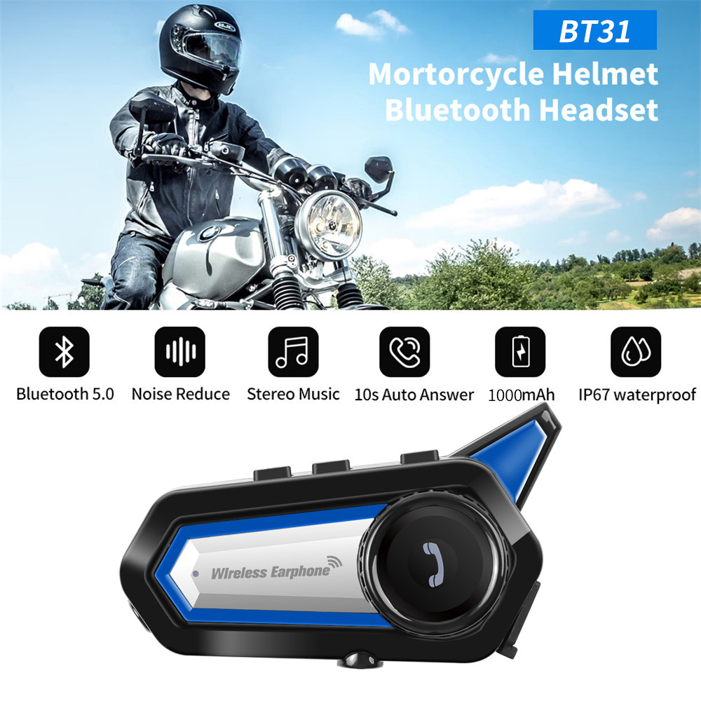 Intercomunicador Casco Moto Bluetooth 5.0 Manos Libres Música 1000mAh