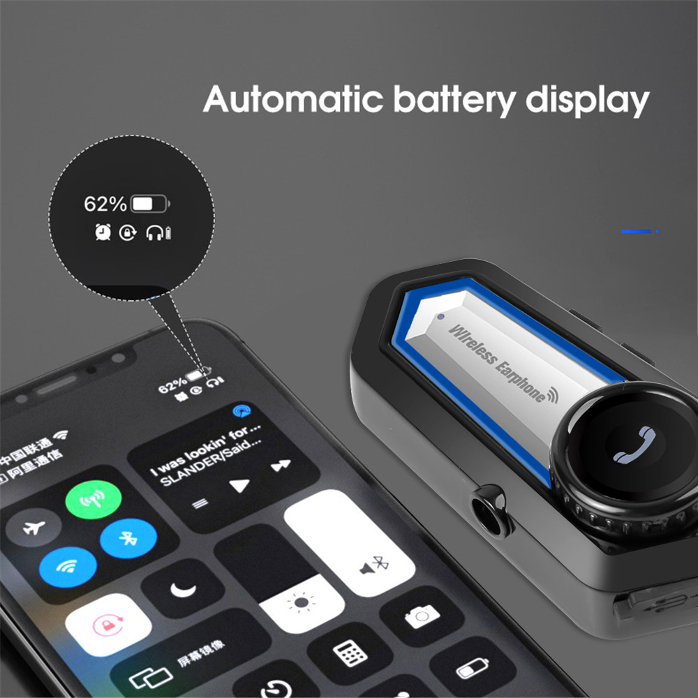 Intercomunicador Casco Moto Bluetooth 5.0 Manos Libres Música 1000mAh
