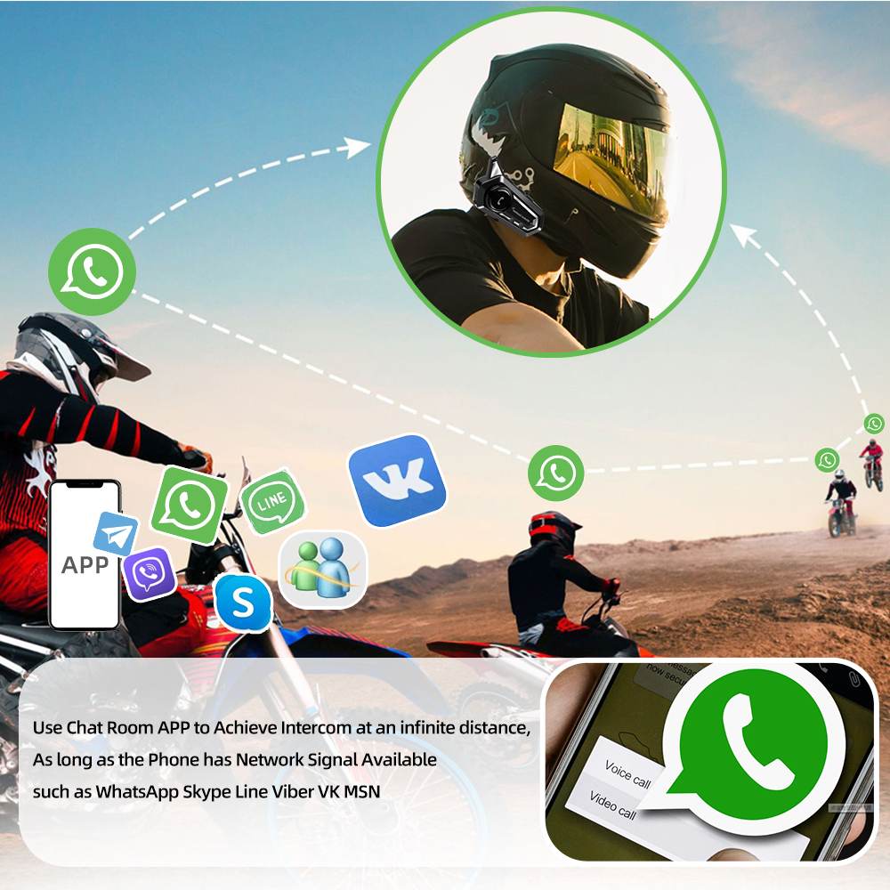 Intercomunicador Casco Moto Bluetooth 5.0 Manos Libres Música 1000mAh