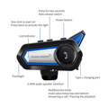 Intercomunicador Casco Moto Bluetooth 5.0 Manos Libres Música 1000mAh