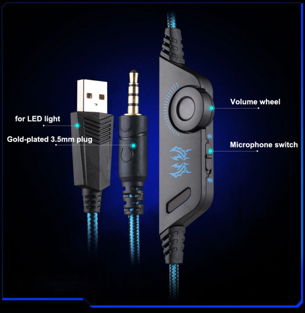 Audífonos Gamer Kotion Each G9000 Luces LED Micrófono PS4 Xbox PC