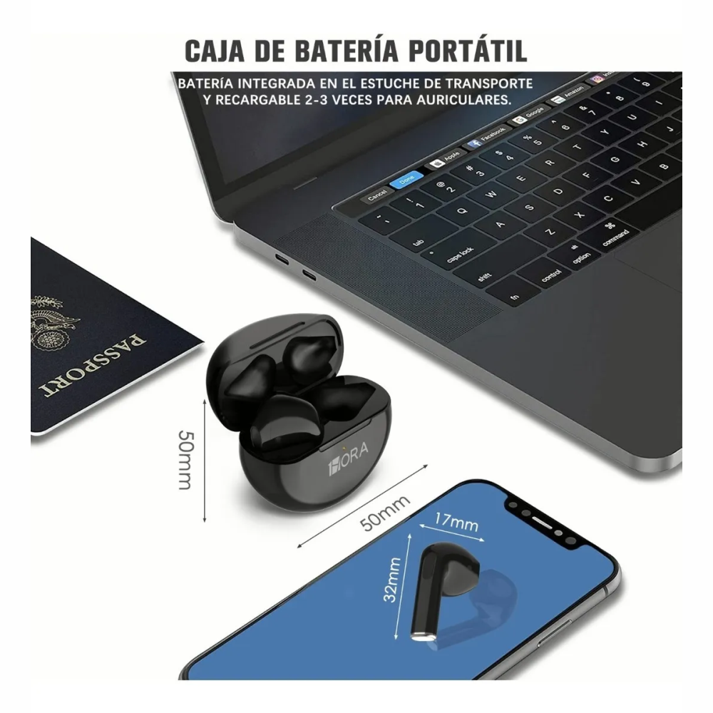 Audífonos Inalámbricos In Ear Bluetooth 5.0 1Hora AUT119 Estuche Carga