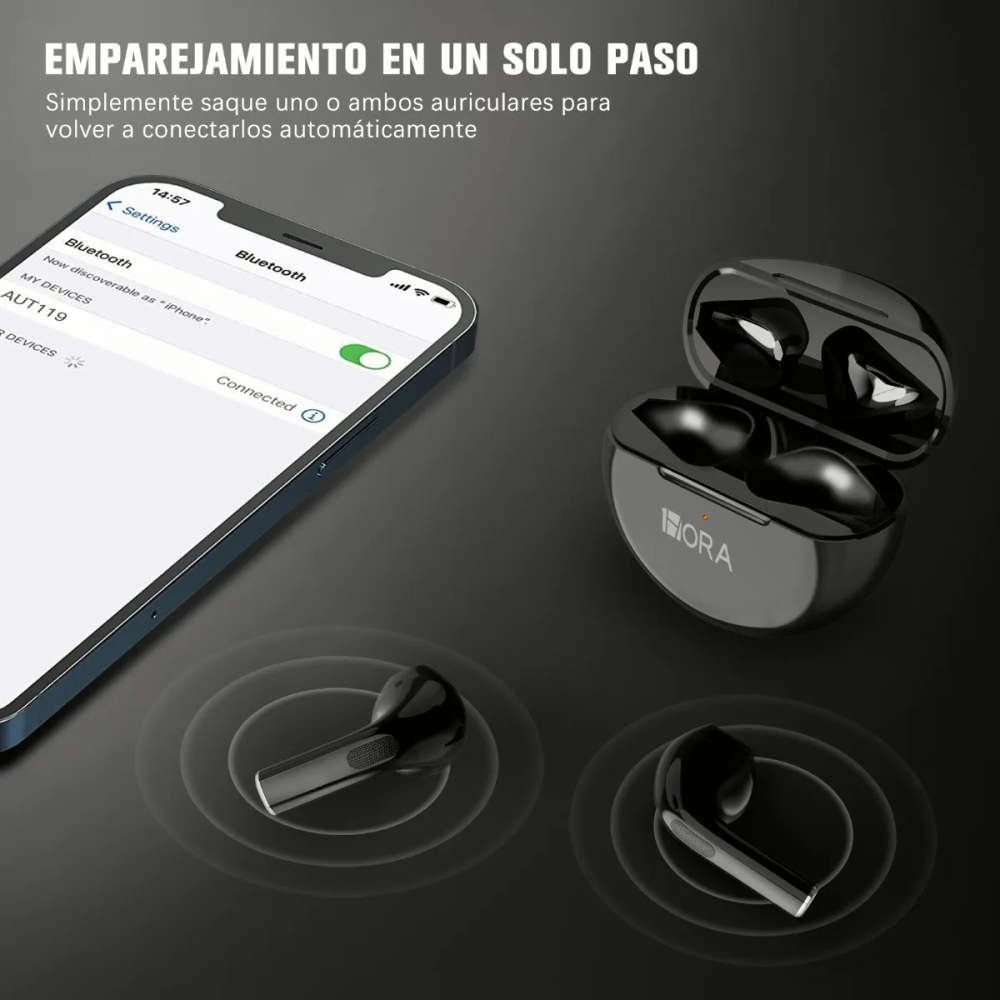 Audífonos Inalámbricos In Ear Bluetooth 5.0 1Hora AUT119 Estuche Carga