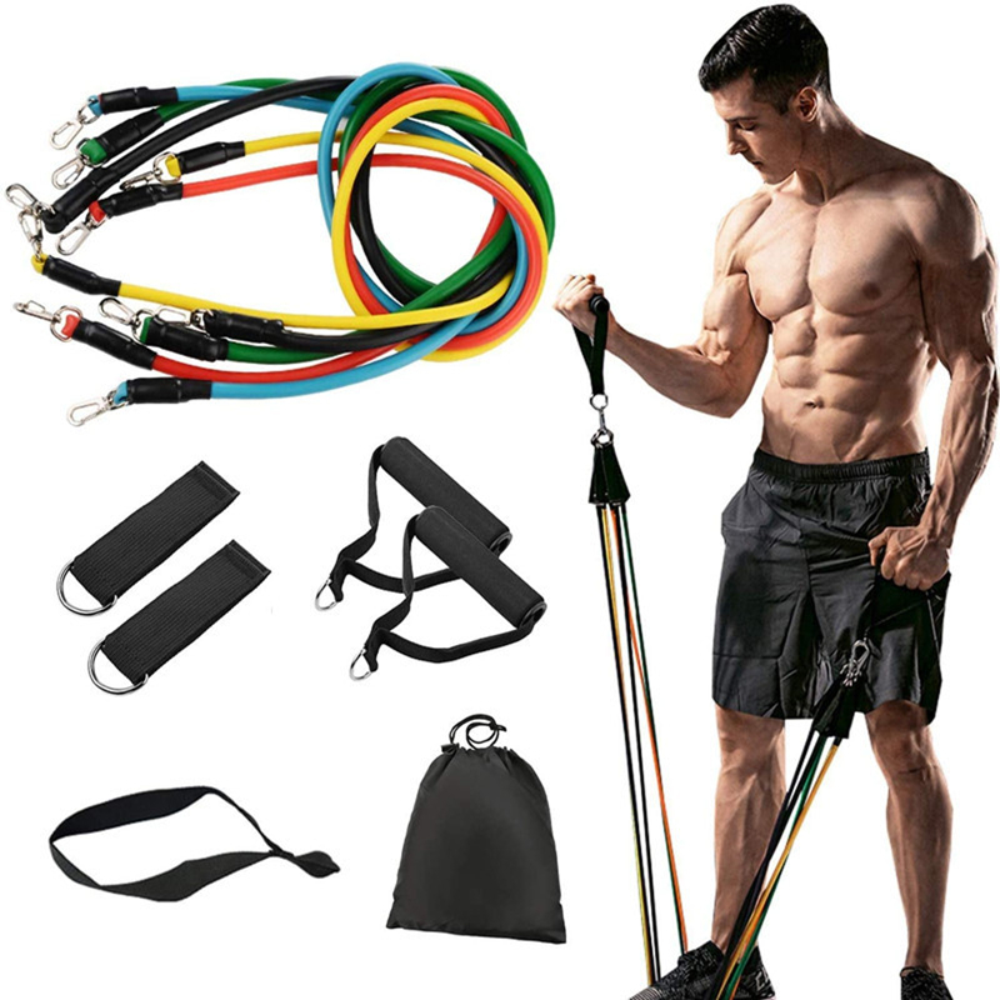 Bandas Elásticas Tubulares Kit X5 Ejercicio Agarres Anclaje Puerta