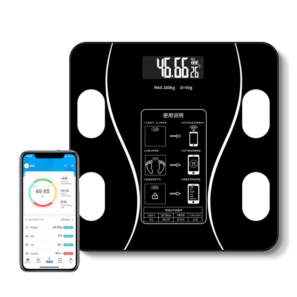 Báscula Inteligente Bluetooth Vidrio Templado Composición Corporal