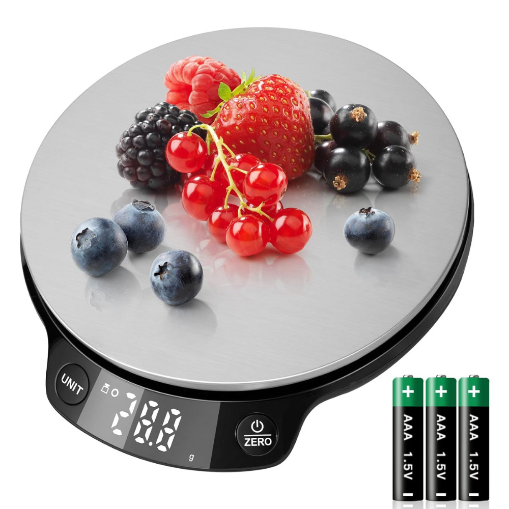 Gramera Digital Cocina Báscula Alimentos 5kg Pantalla LED Acero Tara