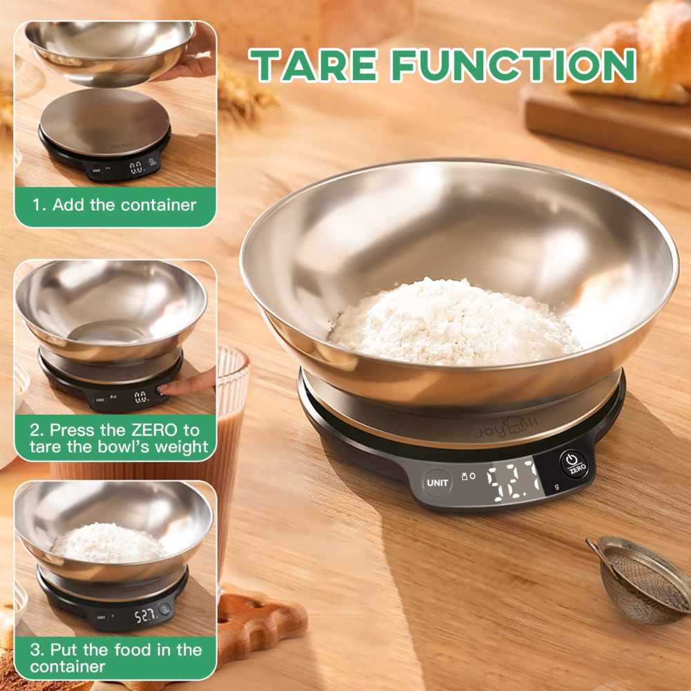 Gramera Digital Cocina Báscula Alimentos 5kg Pantalla LED Acero Tara