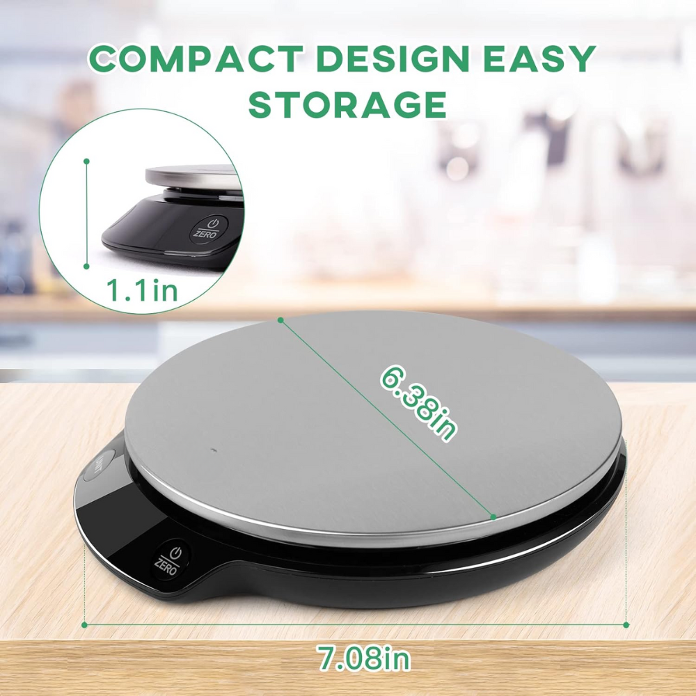 Gramera Digital Cocina Báscula Alimentos 5kg Pantalla LED Acero Tara
