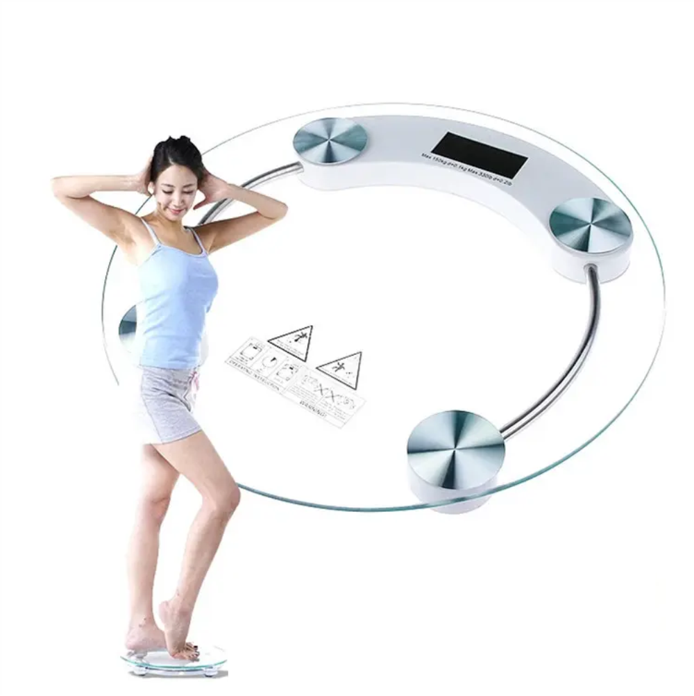 Báscula Peso Digital Vidrio Templado Redonda 150kg Libras Kilos Baño