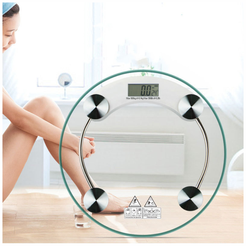 Báscula Peso Digital Vidrio Templado Redonda 150kg Libras Kilos Baño