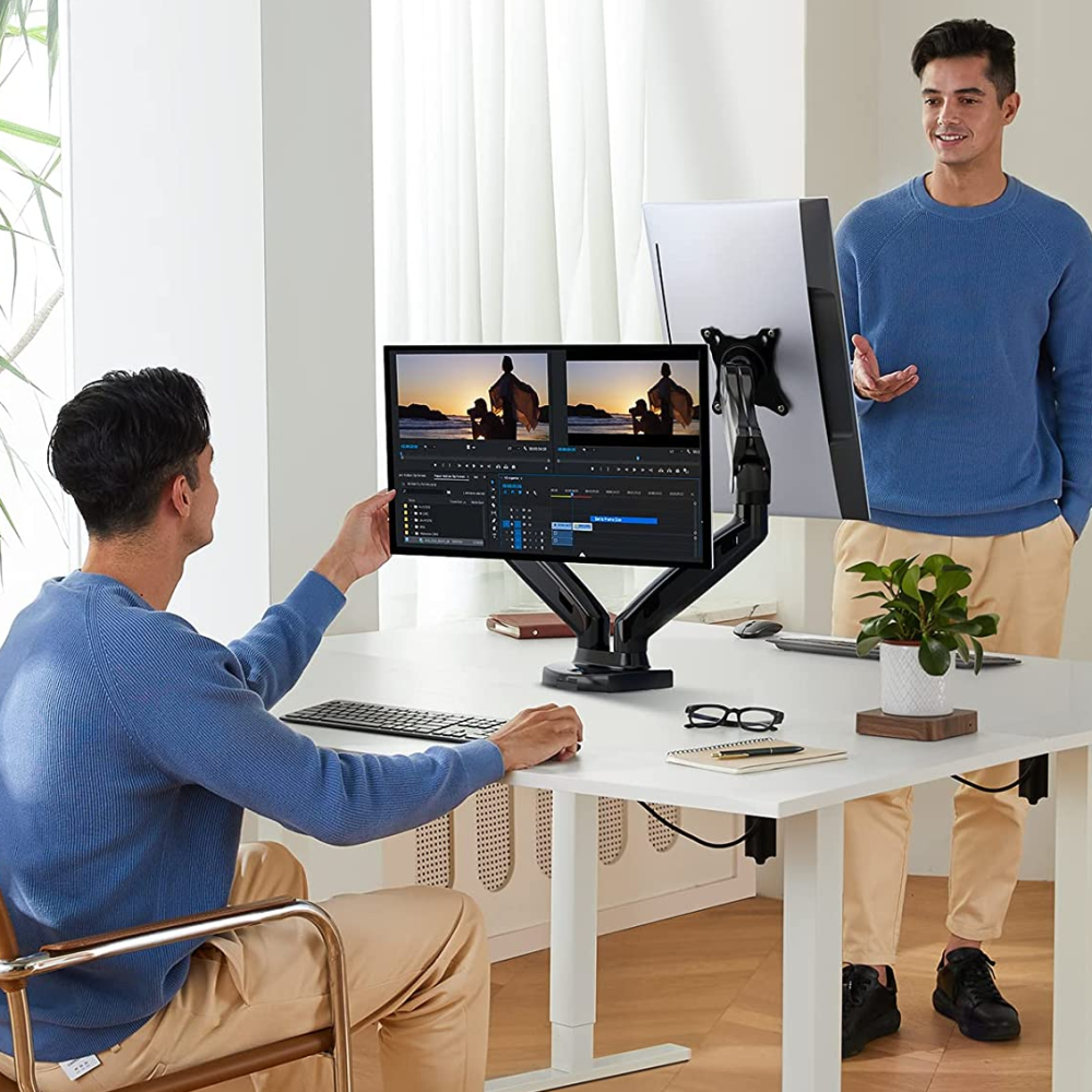 Soporte Monitor Doble Escritorio Brazo Neumático AN-110 13 27 Pulgadas