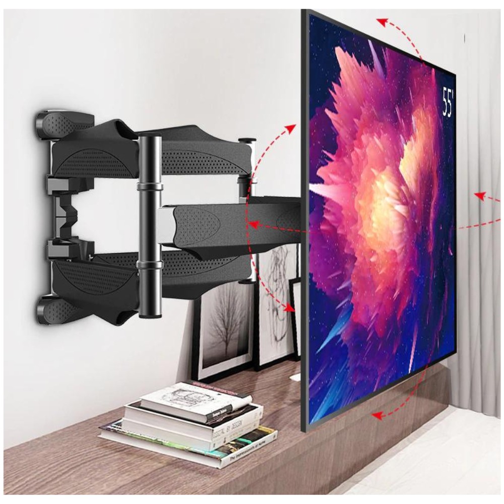 Soporte TV 40 80 Pulgadas Doble Brazo Extensible L600 Curvos 45kg