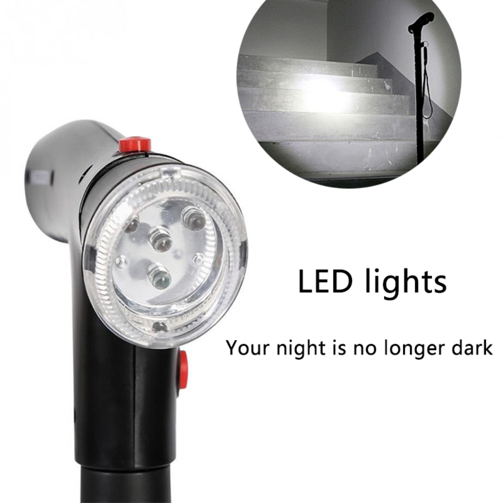 Bastón Plegable Luz LED Base 4 Puntos Articulada Antideslizante Adulto