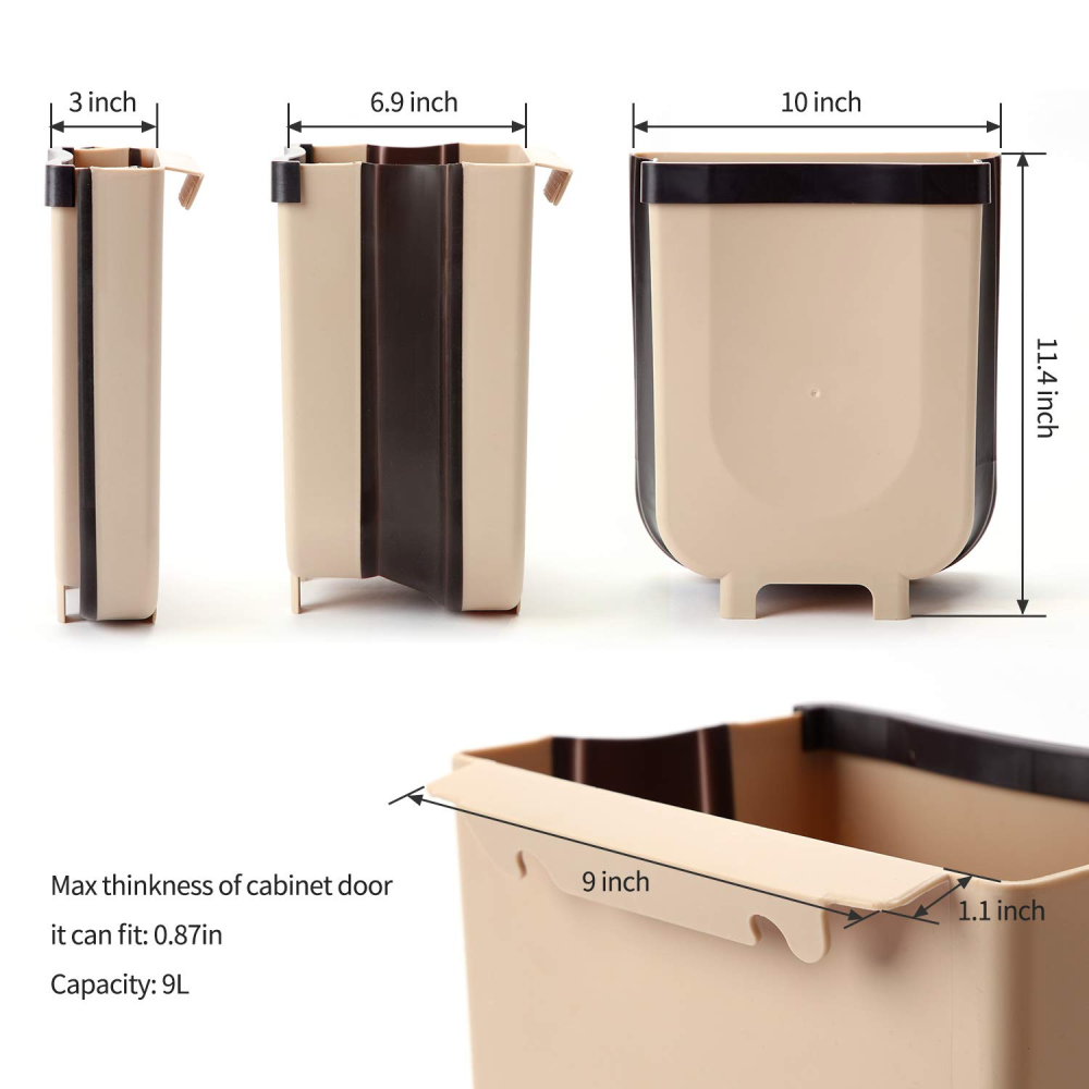 Caneca Basura Plegable Colgante Puerta Gabinete Cocina Carro 9 Litros