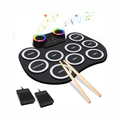 Batería Electrónica Mesa 9 Pads Bluetooth Luces LED Pedales Grabación