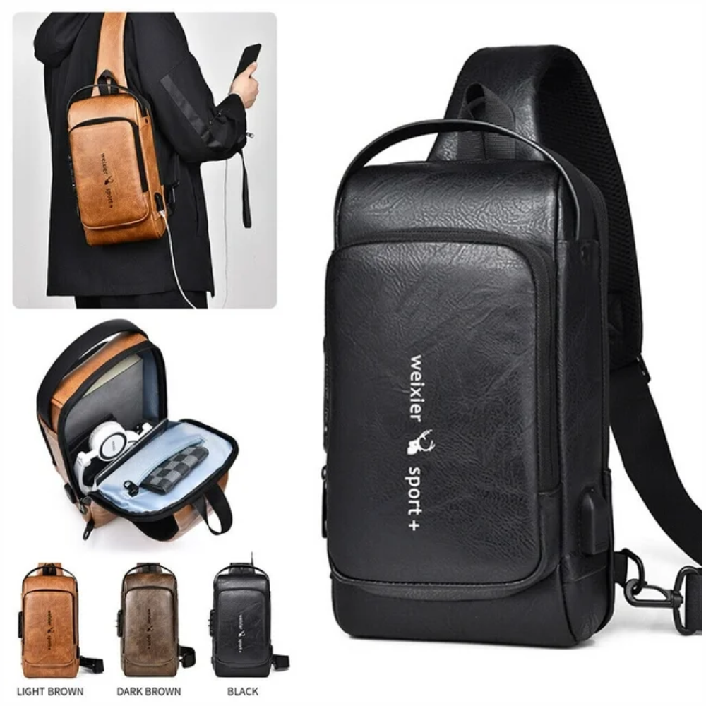 Bolso Antirrobo Weixier Sport Clave Seguridad USB Impermeable Cruzado