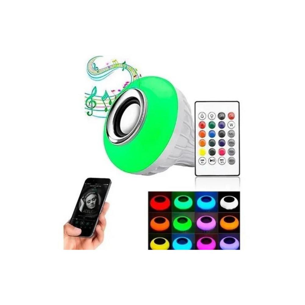 Bombillo LED RGB Multicolor Parlante Bluetooth Control Remoto 7W